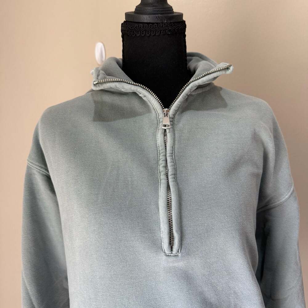 Abercrombie & Fitch Soft A&F Max Essentials Green Quarter Zip Sweatshirt